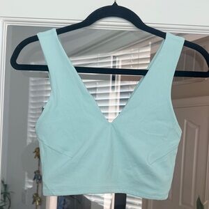 Free People V-Neck Crop Tank Top - Light Aqua